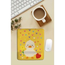 Sonictouch Bilek Destekli Kalpli Ördek Temalı Sarı Dikdörtgen Pürüzsüz Yüzey Dikişsiz Mouse Pad 18X22CM