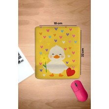 Sonictouch Bilek Destekli Kalpli Ördek Temalı Sarı Dikdörtgen Pürüzsüz Yüzey Dikişsiz Mouse Pad 18X22CM