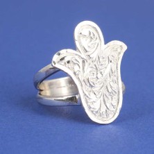 925 Ayar Gümüş Lale Model Elişi Kalem Işlemeli Yüzük