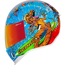 Icon Airform Dino Fury Mıps Kapalı Motosiklet Kaskı Mavi  Yeşil  Turuncu