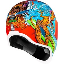 Icon Airform Dino Fury Mıps Kapalı Motosiklet Kaskı Mavi  Yeşil  Turuncu