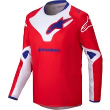 Alpinestars Youth Racer Veil Off-Road Genç Motosiklet Jerseyi Kırmızı  Beyaz  Mavi