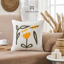 Teksnil Home Punch Nakışlı Lale Desen 1 Adet Kırlent Kılıfı Dekoratif Yastık Kılıfı 43 x 43  cm