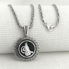 925 Ayar Gümüş Osmanlı Tuğralı Kral Zincir Kolye