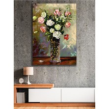 Yağlı Boya Görünümlü Saksıda Şık Çiçekler Kanvas Tablo