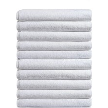 10 Lu Otel Banyo Havlusu  Pamuklu 70 x 150  cm  Beyaz 20/2 Ring 500 gr