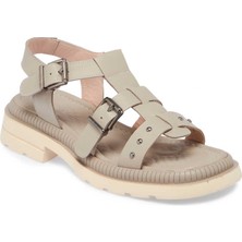 Tergan  Bej Hakiki Deri Kadın Sandalet - K24Y1SN67156-S5Y