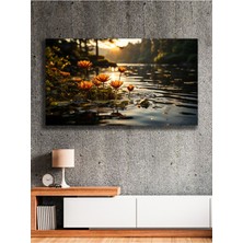 Gün Batımında Zarif Nilüferler Kanvas Tablo