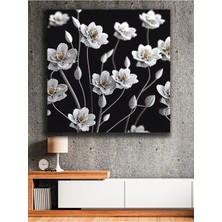 Metal Görünümlü Modern Çiçekler Kanvas Tablo