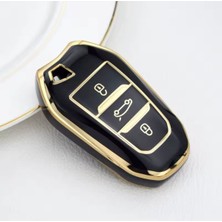 Peugeot 308 408 508 3008 5008 Rifter Sustasız Anahtar Kılıfı Siyah-Gold