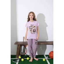 Kıpırık Baby Kız Çocuk Mini Desenli Lila Pijama Takımı