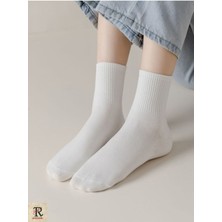 Trampler 4 Çift Unisex Mevsimlik Düz Siyah-Beyaz Tenis Çorap Kolej Çorap