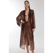 Ayyıldız 4809 Kahverengi Leopar Plaj Elbisesi