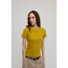 Kadın Olive Kısa Kollu Basic T-Shirt