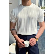 Cool Tarz Beyaz Erkek Yuvarlak Yaka Kısa Kollu Tişört %50 Pamuk %50 Akrilik Günlük Kullanım İçin