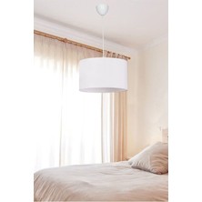 Kumaş Avize Tekli Silindir Sarkıt Çap 30  cm  Beyaz AV118