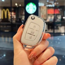 Hyundai Accent Blue Sustalı Anahtar Kılıfı Beyaz-Silver