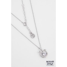 Mozanit Kurdelesi 18 Ayar Beyaz Altın Kaplama 44 cm Gümüş Kolye