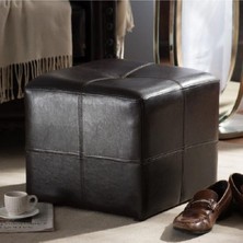 Küp Suni Deri Puf Dikişli En*boy 40*40 cm Yükseklik 40 cm