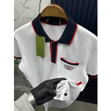 Gucci Göğüste Kilitli G Logolu Pamuklu Polo Yaka T-Shirt