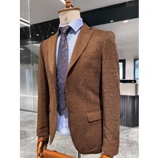 Sütlu Kahve Blazer Tek Ceket Slim Fit | Agustini