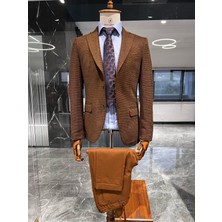 Sütlu Kahve Blazer Tek Ceket Slim Fit | Agustini