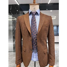 Sütlu Kahve Blazer Tek Ceket Slim Fit | Agustini