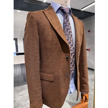 Sütlu Kahve Blazer Tek Ceket Slim Fit | Agustini