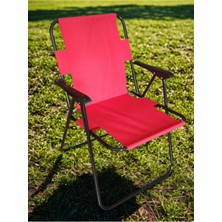 Eliosa Kamp Sandalyesi Plastik Kollu Katlanır Kamp Sandalyesi - Kırmızı 1 Adet