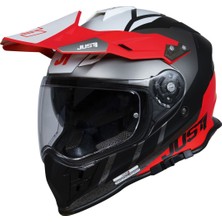 Just1 J34 Pro Outer Space Kapalı Motosiklet Kaskı Siyah  Kırmızı  Beyaz