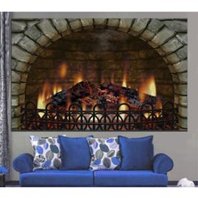 LED Işıklı Yeni Şömine Kanvas Tablo