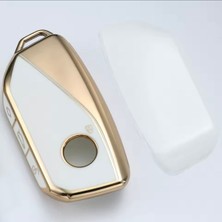 Bmw X5 F95 G05 G18 Anahtar Kılıfı Beyaz-Gold 2024-2025