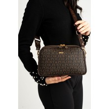 Just Polo Kadın 5 Bölmeli Ayarlanabilir Uzun Askılı Omuz Çantası Postacı Çantası 4023-Gd