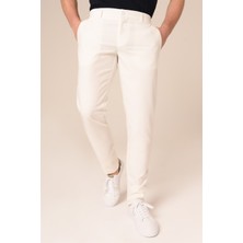 Erkek Chino Beyaz Pantolon Slim Fit | Agustini