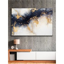 Siyah Gold Geçişli Mermer Görünümlü Kanvas Tablo