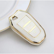 Peugeot 3008 Sustasız Anahtar Kılıfı Beyaz-Gold