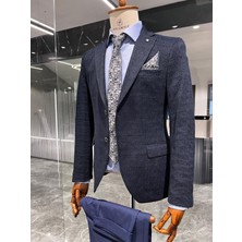 Lacivert Renk Blazer Tek Ceket Slim Fit | Agustini