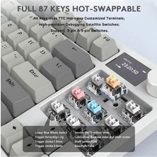 Attack Shark K86 Retrogrey App Uygulamalı Tri-Mode E-Sports Profesyonel Gaming Oyuncu Klavye