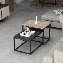 Modern Zigon Sehpa Takımı - Orta Sehpa – 2’li | Suntalam Tabla, Metal Ayak