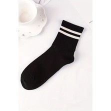 Trampler Unisex 5'li Kolej Çemberli Çorap Siyah Tenis Çorap