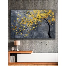 Soyut Modern Gold Detaylı Sonbahar Ağacı Kanvas Tablo