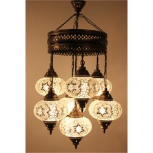 Otantik Mozaik 7'li Avize Seti (Beyaz)