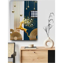 Altın Geyik Modern Kanvas Tablo Premıum