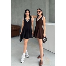 Kahve Zr Model Volanlı Mini Elbise