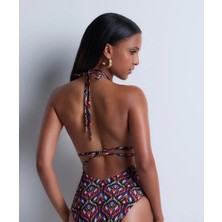 Sunkissed Allure Derin Dekolteli Ikat Desenli Ayarlanabilir Askılı Kadın Mayo