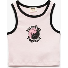 Koton Bisiklet Yaka Kolsuz Baskılı Pamuklu Atlet