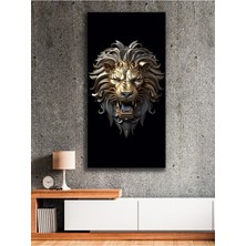 Kabartma Görünümlü Gold Aslan Kanvas Tablo