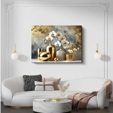 Kabartma Görünümlü Çiçek Kanvas Tablo