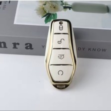 Byd Atto 3 Ev Beyaz-Gold Anahtar Kılıfı