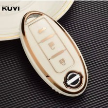 Nissan Pathfinder Sustasız Anahtar Kılıfı Beyaz-Gold